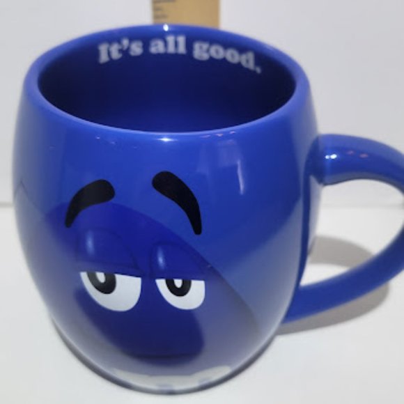 NEW OVERSIZED BLUE M&M COFFEE MUG "IT'S ALL GOOD" ON INSIDE RIM 20 OZ - Picture 4 of 5